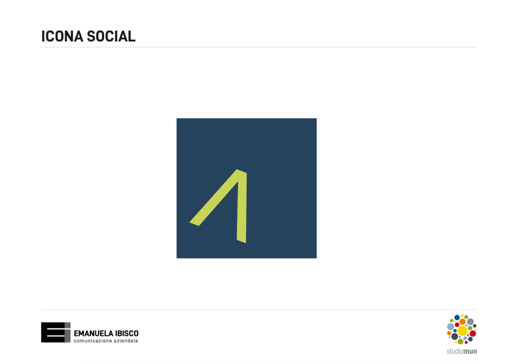 Icona social Andreia: la A in verde acido su fondo blu petrolio